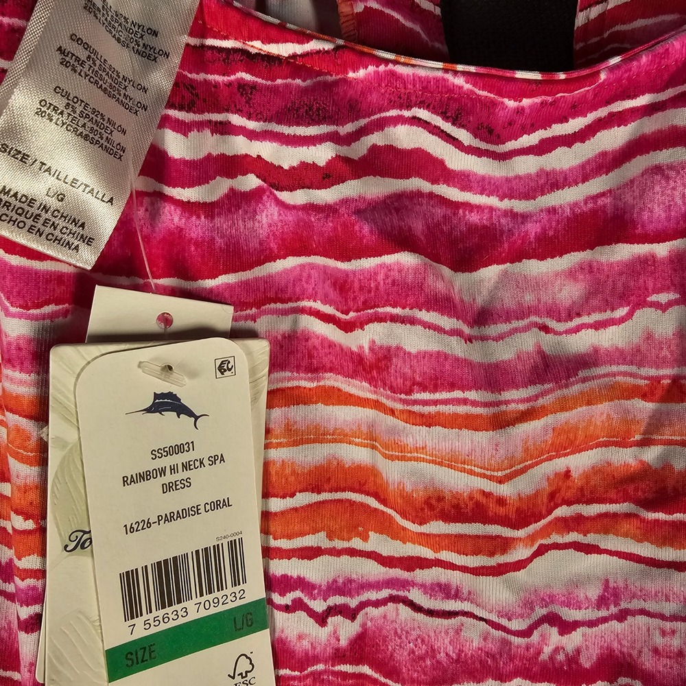 Tommy Bahama  Rainbow Hi Neck Spa Dress L Paradise Coral Pink Orange SS500031 - Picture 2 of 7